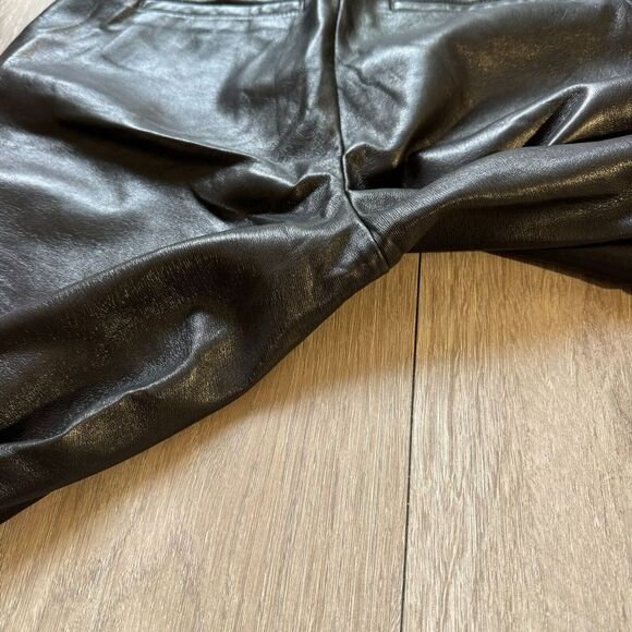 Aritzia Babaton Command Cropped Mid-rise Vegan Leather Black Trousers Size 8 - Picture 10 of 12